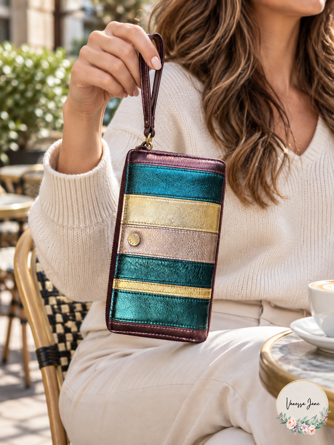 Radley London Clifton Hall Metallic Colorblock Leather Wristlet Wallet