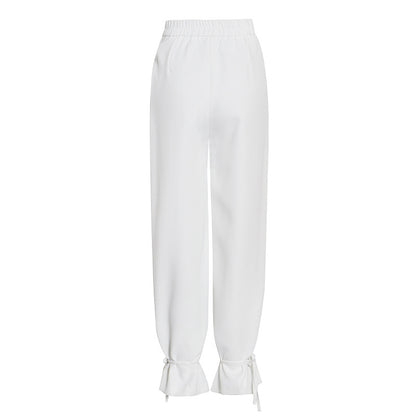 White Women Trendy Office Design Wide leg Pants Two piece Set