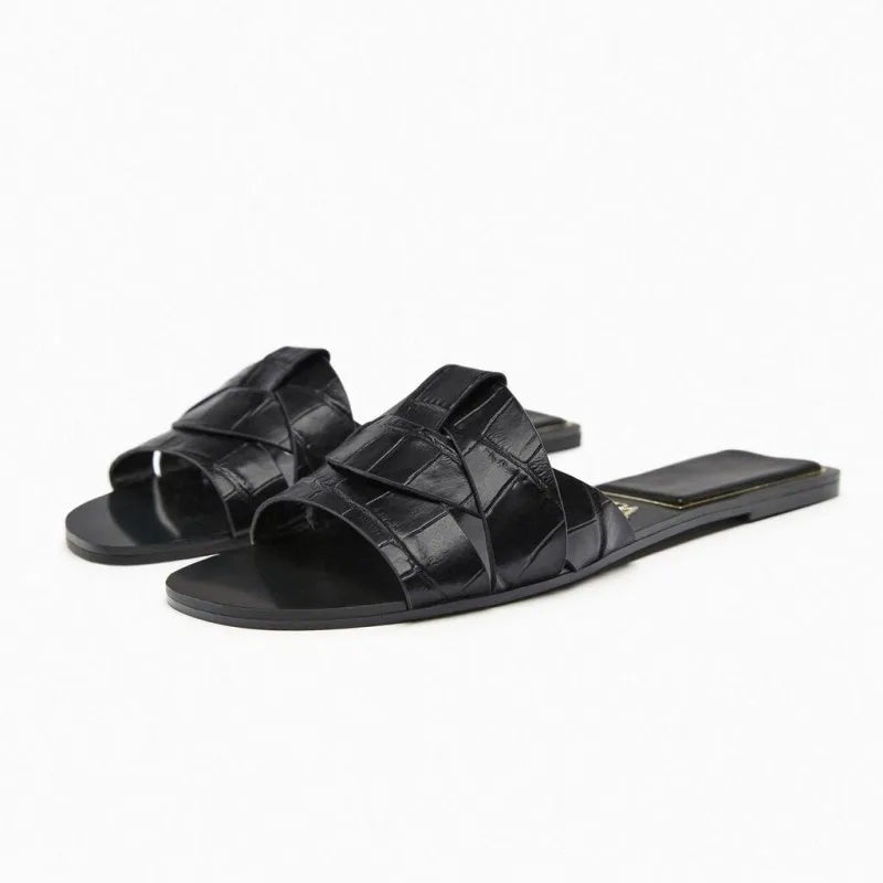 Black Flat Slippers