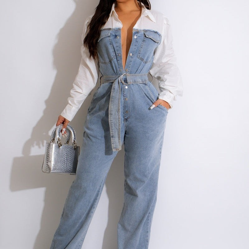 The Riviera — Wide Leg Denim Jumpsuit