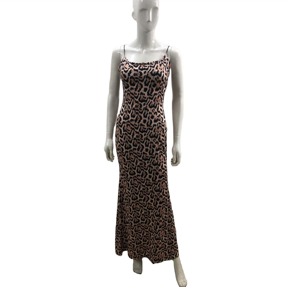 Leopard Print Strap Beach Dress
