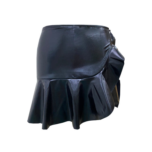 Faux Leather Swirl Skort