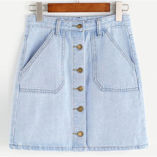 Button up Pocket Denim Skirt