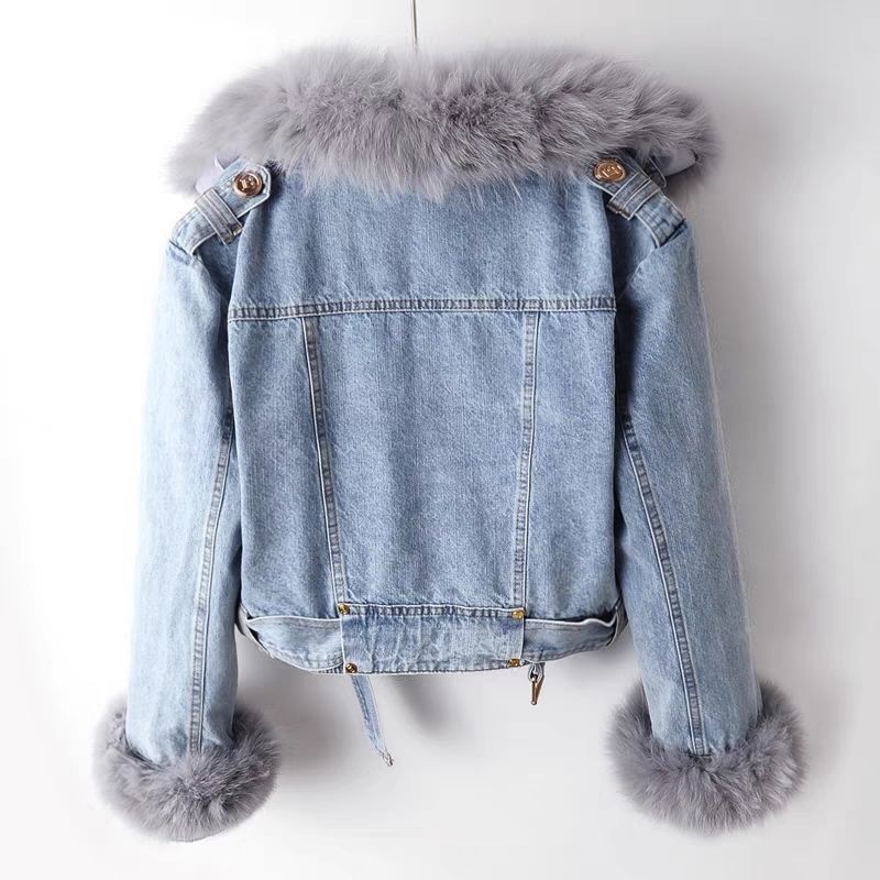 Detachable Faux Fur Denim Coat