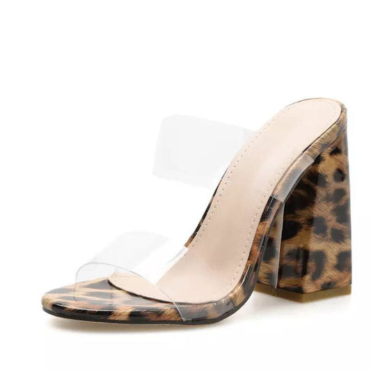 Leopard Clear Strap Heel Shoes