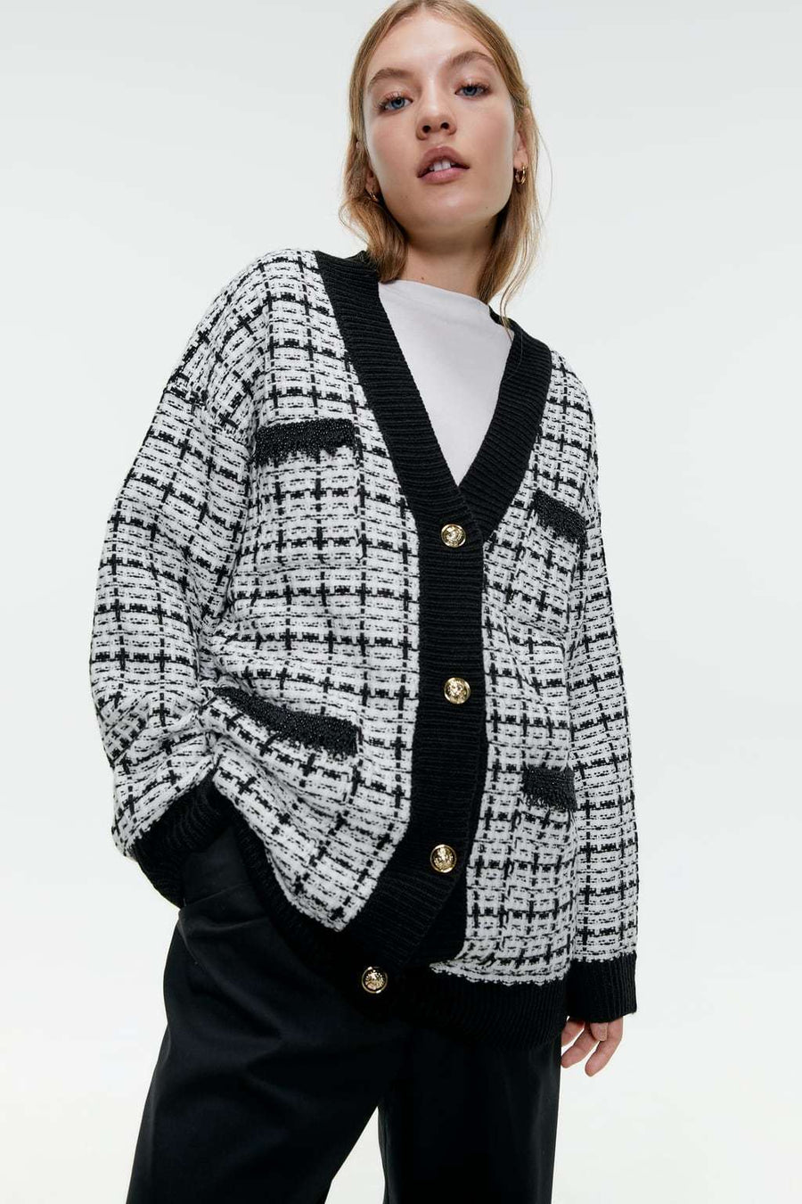 Classic tweed knitted cardigan