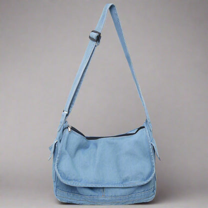 Washed Denim Retro Shoulder Bag