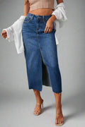 Slit Midi Denim Skirt