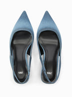 Denim Slingback Heels