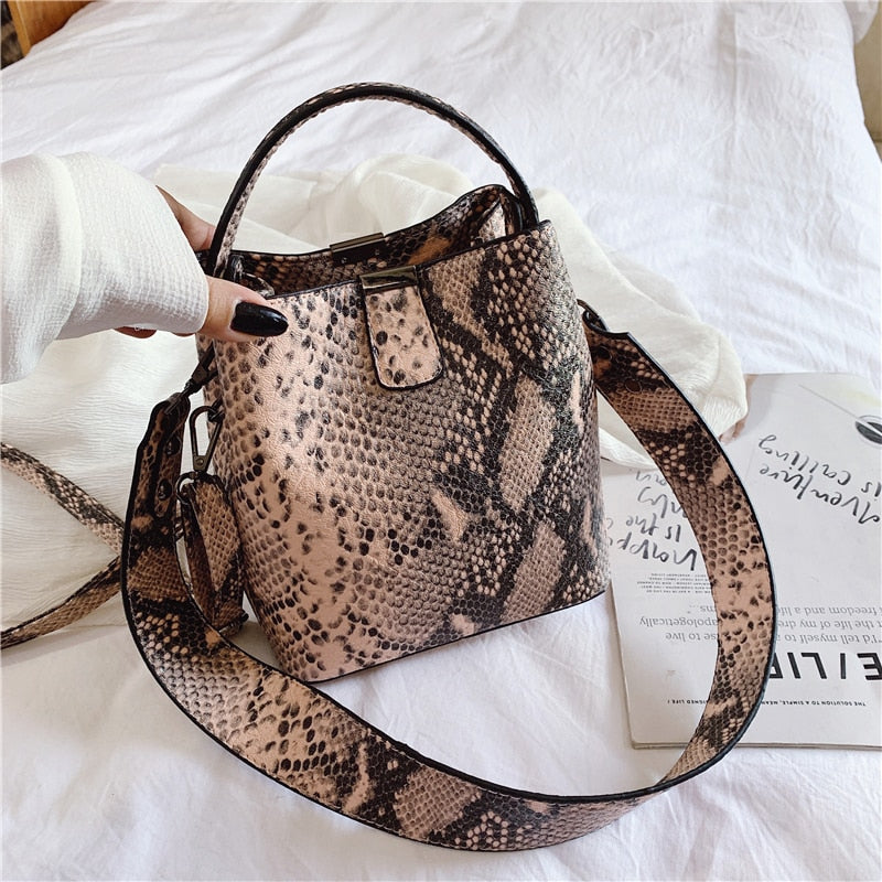 Snake Print Bucket Bag