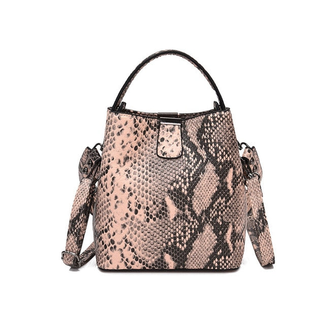 Snake Print Bucket Bag