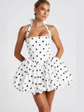 Elegant Polka Dot Puff Dress