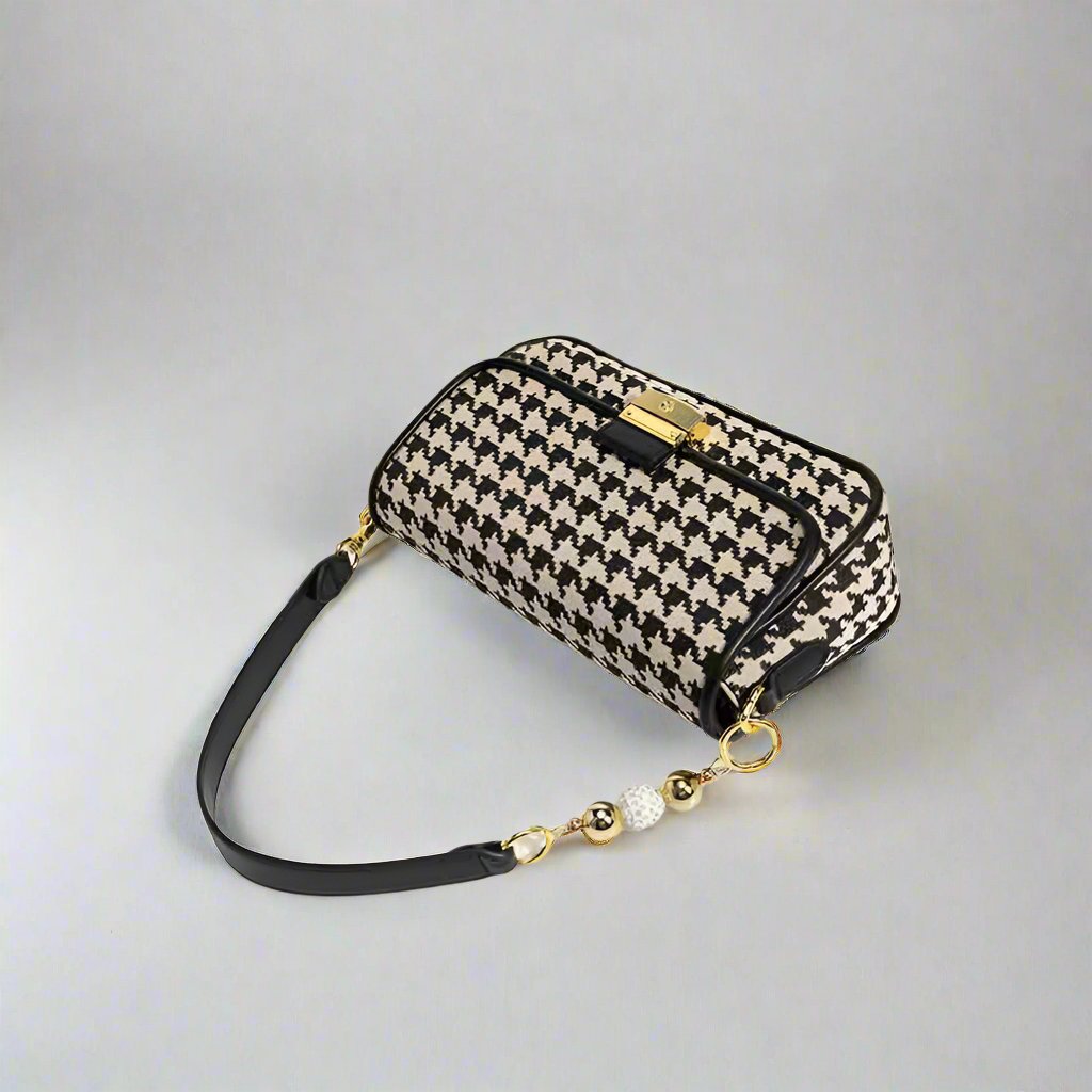 Houndstooth Print Shoulder Bag