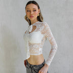 Long Sleeve Tied Lace Top