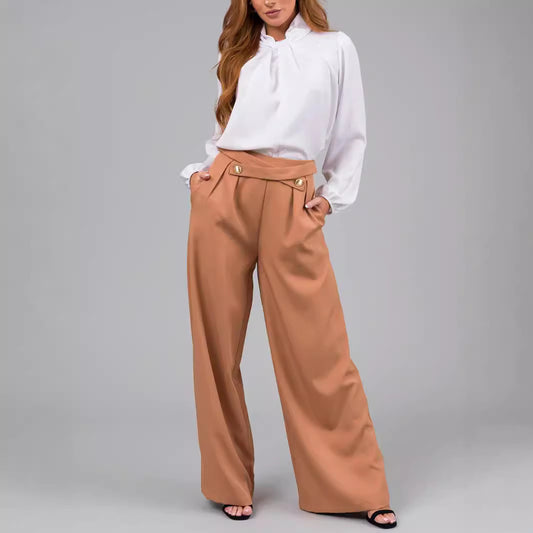 Casual Solid Color Straight-leg Pants