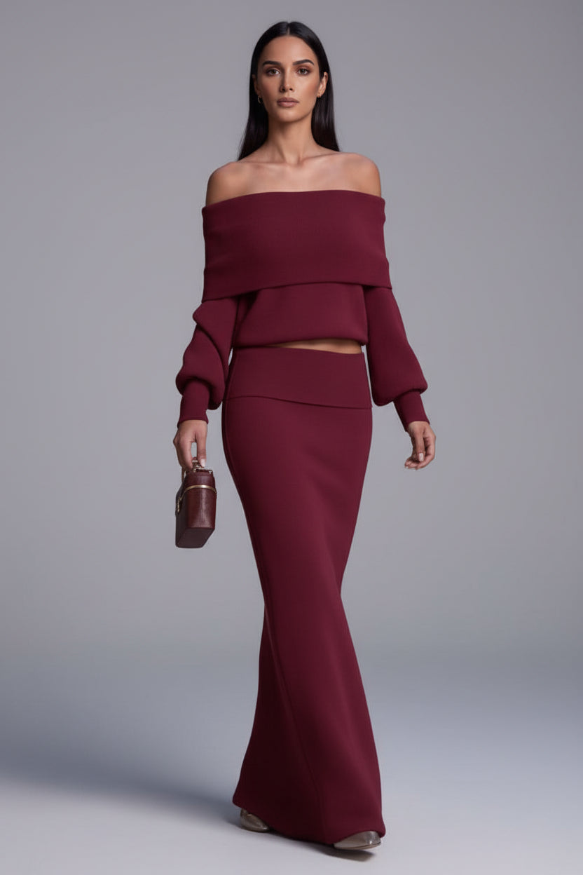 Knitted Burgundy Set