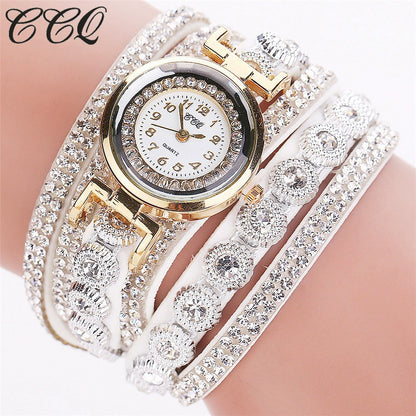 Ladies Velvet Strap Diamond Winding Bracelet Watch