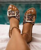 Buckle Leopard Slippers