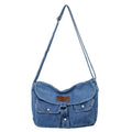 Pure Color Washed Denim Canvas Bag