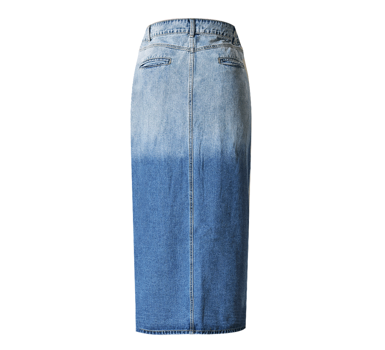 Button Long Denim Skirt