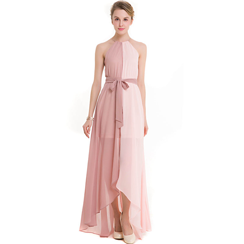 Chiffon Swing Split Halter Dress