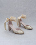 Rock Glitter Block Heel with Wrapped Satin Tie