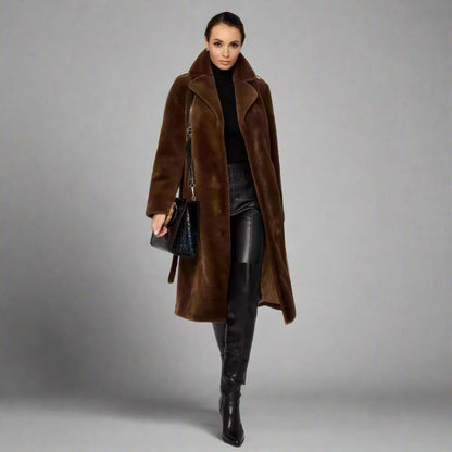 Thickened Long Plush Trench Coat