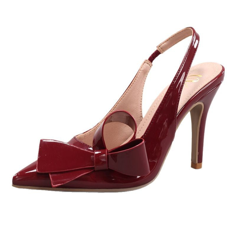 Ankle Strap Pointed Toe Bow High Heel Shoes