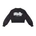 Mineral Wash Balloon Sleeve Cropped Sweater