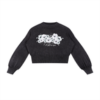 Mineral Wash Balloon Sleeve Cropped Sweater