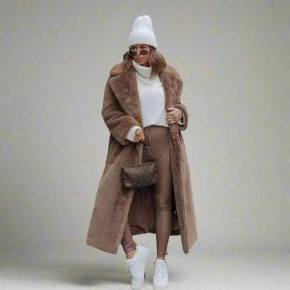 Thickened Long Plush Trench Coat