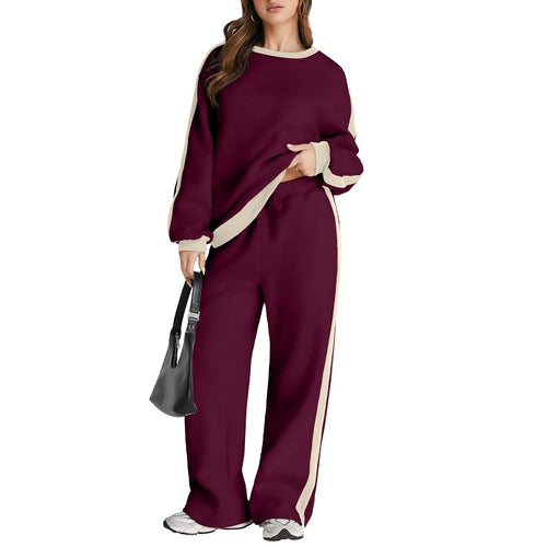 Trimming Pullover hoodie and sweatpants Set