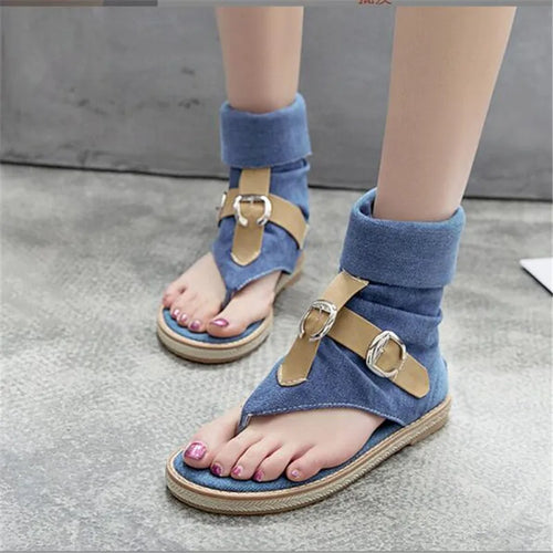 Gladiator High Top Denim Sandals