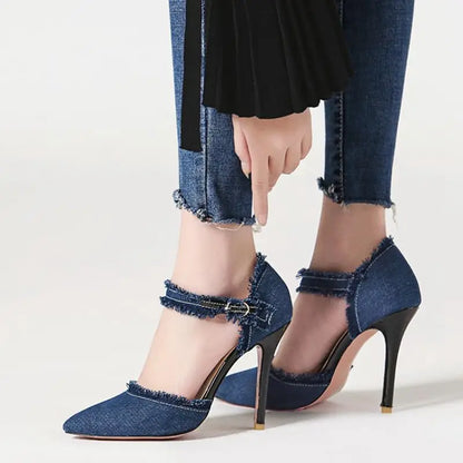 Denim Gladiator Heels