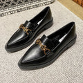 Chocolate British Style Gold Bow Loafer Shoe