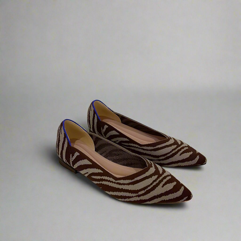 Brown Braided Pointed Flat Shoes