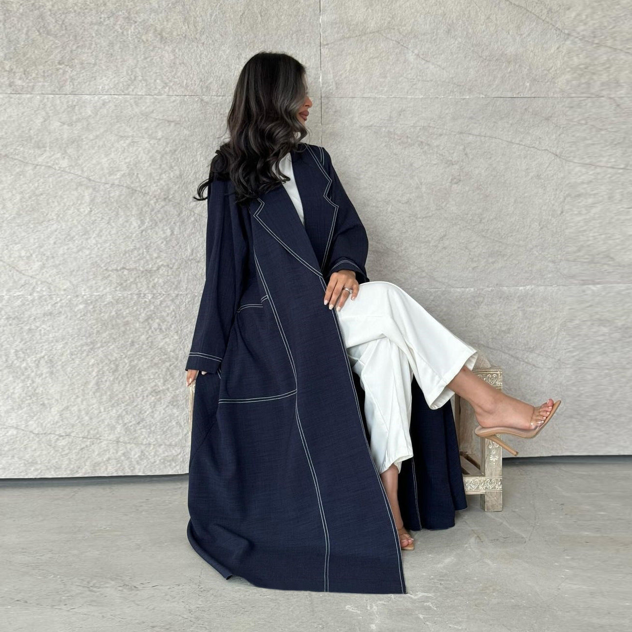 Open Line Denim Long Trench Coat