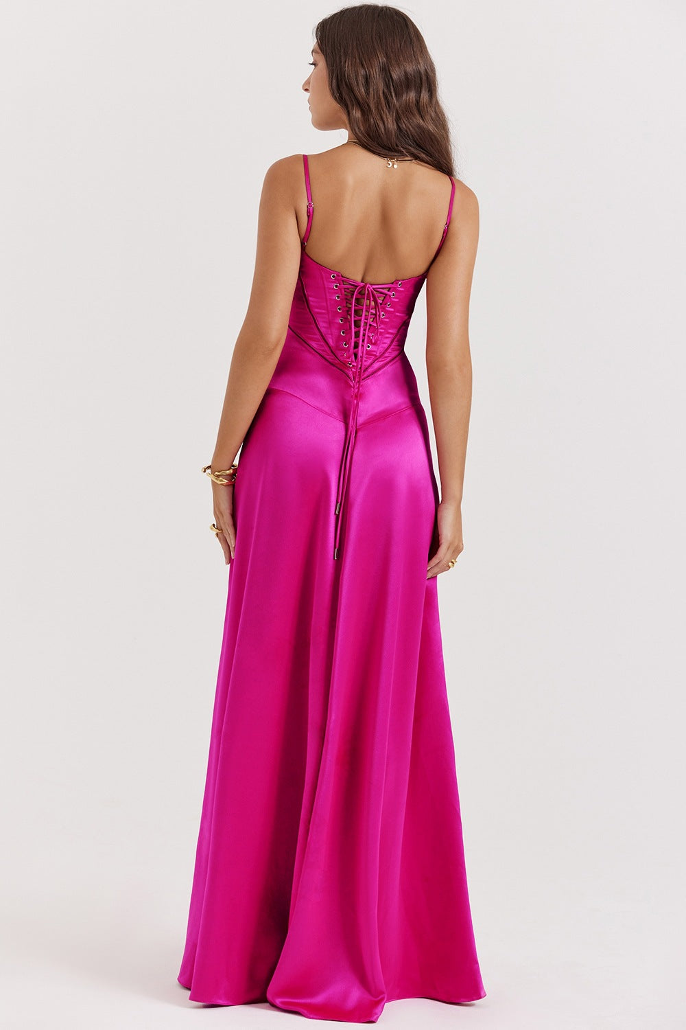 Sling Backless Magenta Maxi Dress