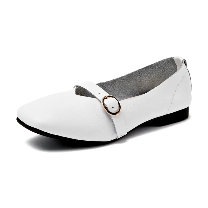 genuine leather flat shoes