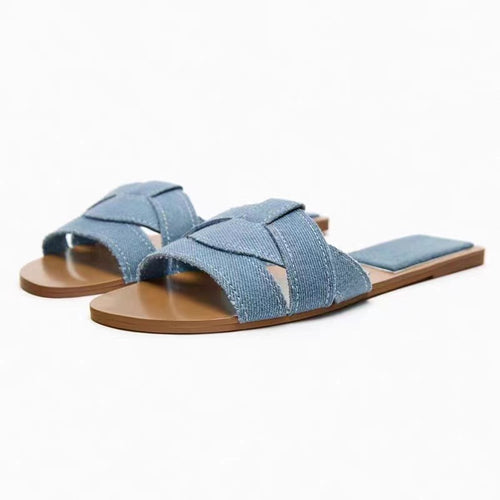 Flat Soft Bottom Denim Slippers