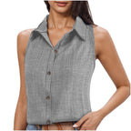 Lapel Cotton Linen Button Sleeveless Vest