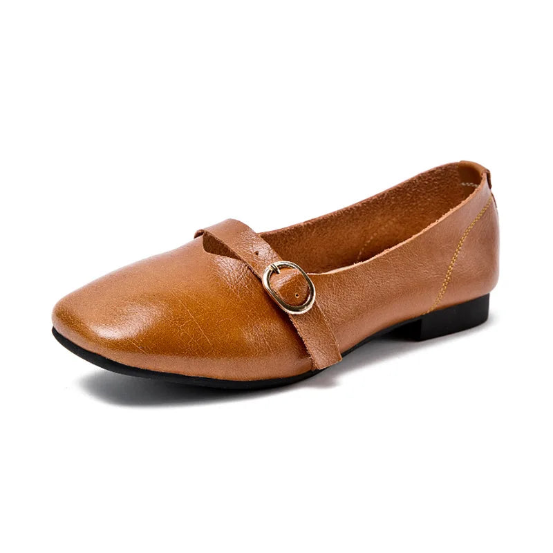 genuine leather flat shoes