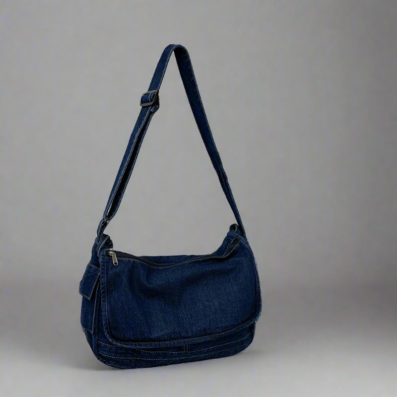 Washed Denim Retro Shoulder Bag