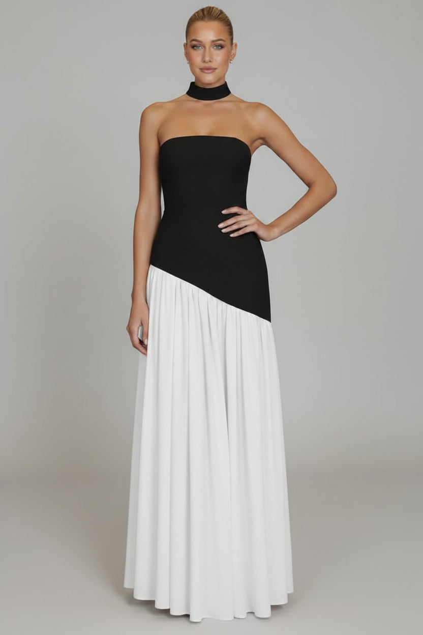 Seraphine High-Waist Tube Top Maxi Dress