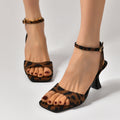 High-Grade Leopard Print French Stiletto Sandals for Women
