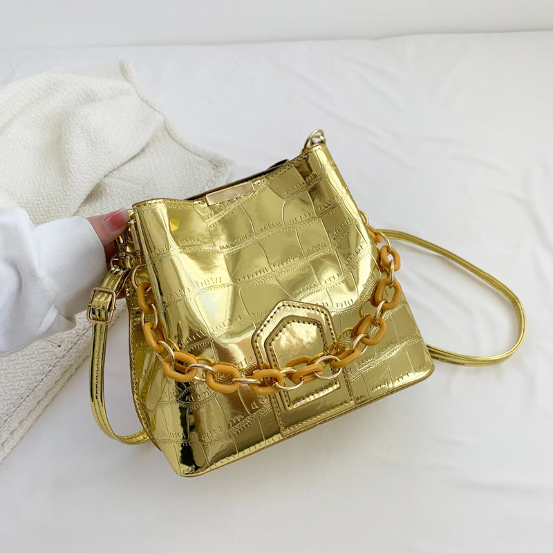 Laser Chain Handbag Bucket Bag