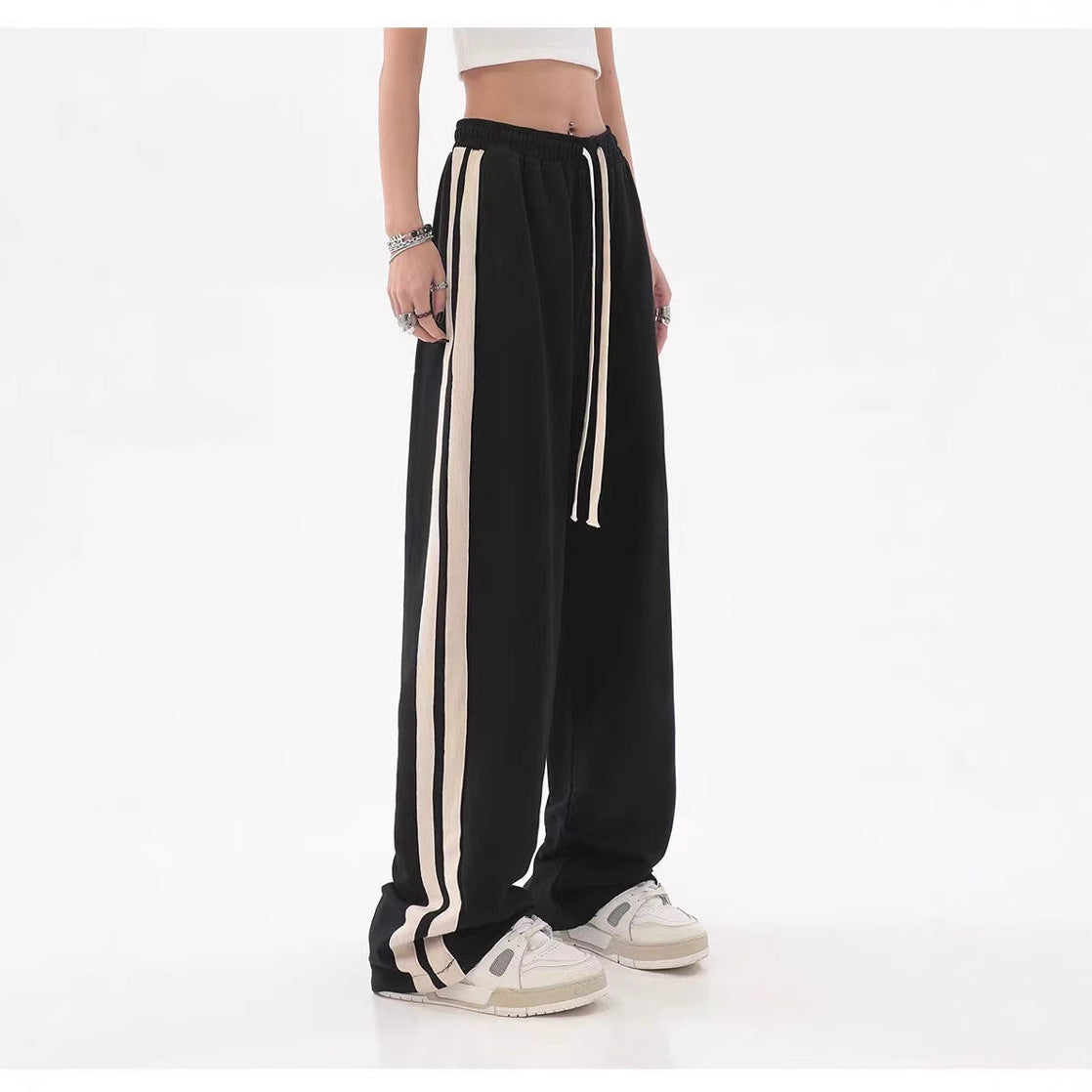 Striped High Waist Wide Leg Sweatpants
