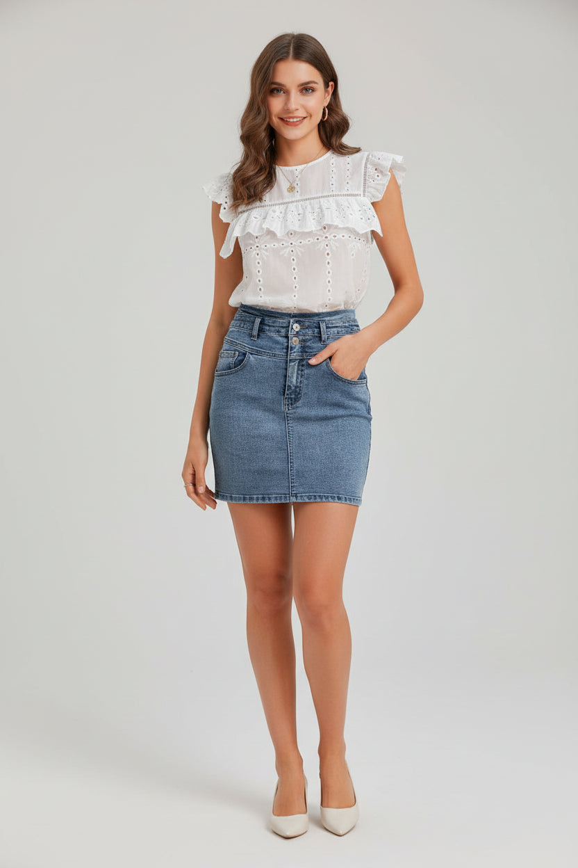 Hip denim skirt
