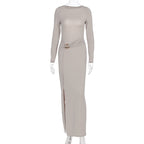 Obsidian Allure Ruched Cutout Maxi Dress