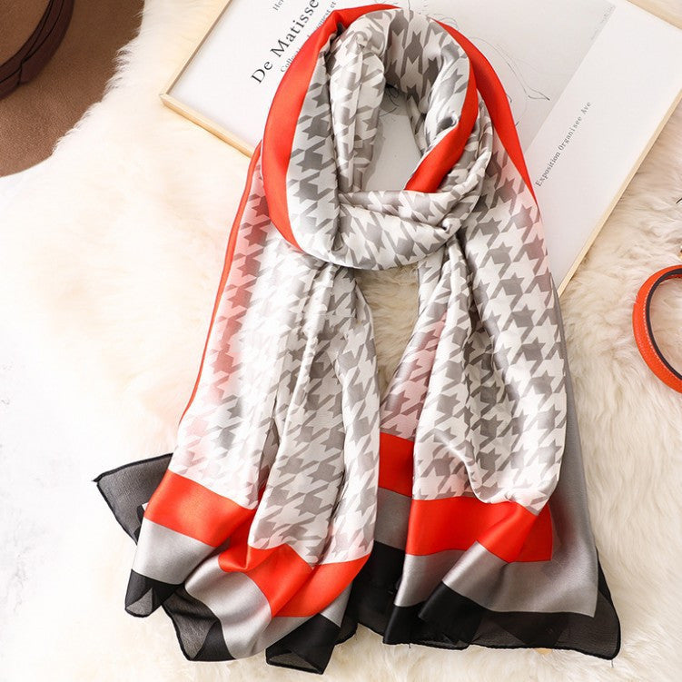 Silk Houndstooth Scarf